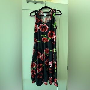 LuLaRoe Black Dress with Red Floral Pattern